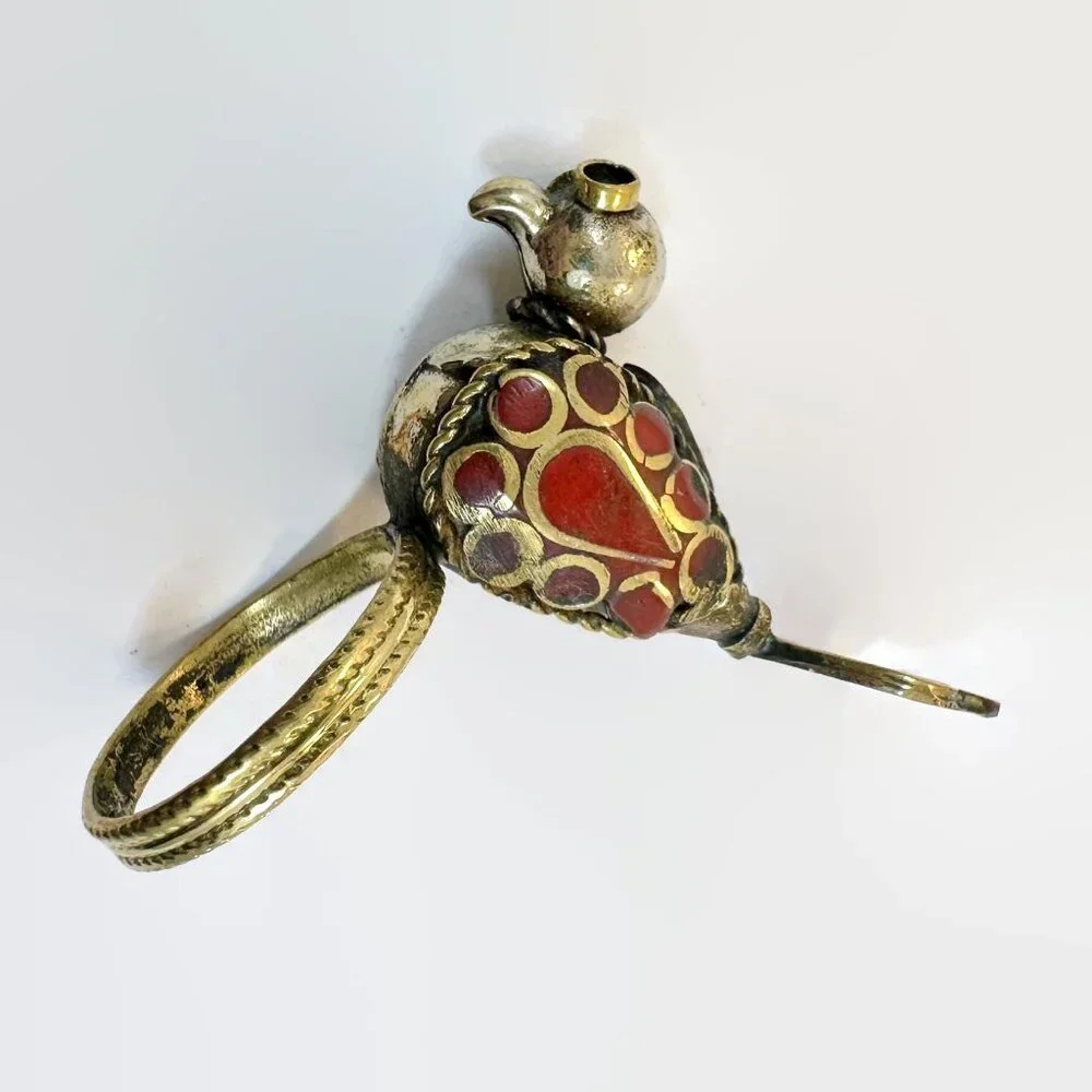 Vintage, Bird Ring, Middle Eastern: Afghan, Red Enameled, Ethnic, Boho - Picture 3 of 4